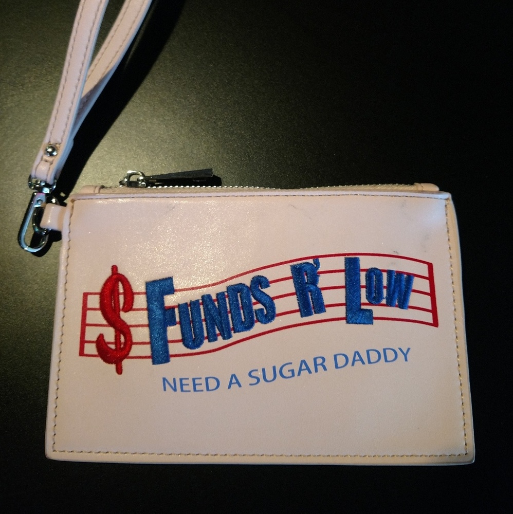 NWT Vintage ‘Funds Are Low Sugar Daddy Pink Wristlet Clutch Purse Y2K Whimsigoth